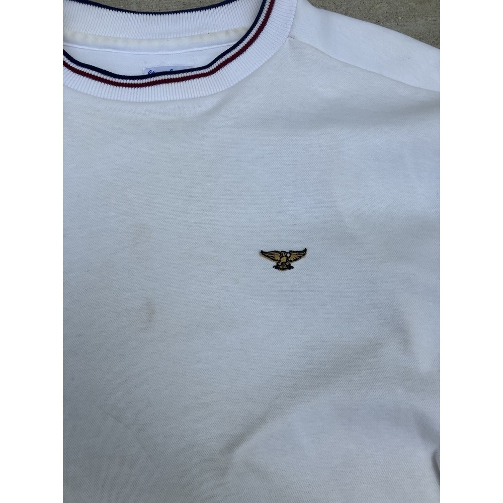 Vintage 70's Stan Smith Duofold White Tennis Polo Shirt Size Large Made In USA - Picture 6 of 11